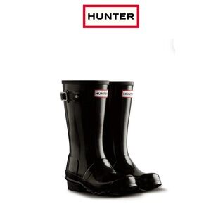Hunter Kids Original Classic Tall Rain Boots in Gloss Black, size 5 B US